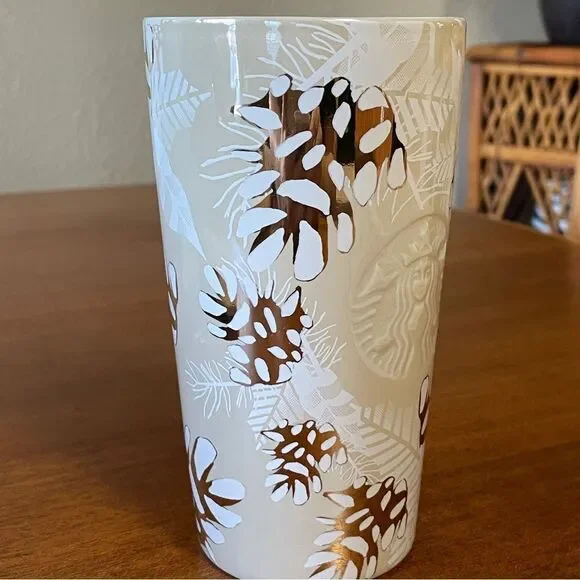 Starbucks 2020 Holiday Pinecone Ceramic Tumbler with Leaf Design 12 oz. - Picture 3 of 11